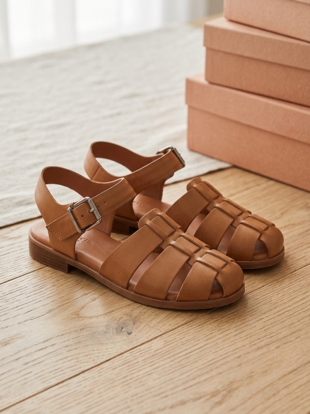 Brown Leather Fisherman Sandals